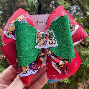Christmas Pooh and Friends Inspired Handmade Hair Bow